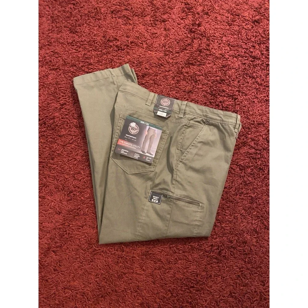 Weather Proof Dakota Utility Pants Men’s 40X30 Green Work Casual Stretch Trouser